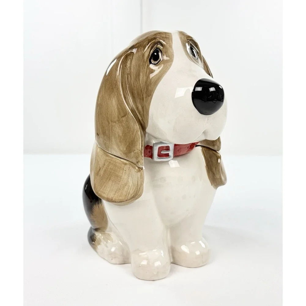 Pioneer Woman Charlie Basset Hound Cookie Jar Ceramic Dog Treat Canister w/Lid